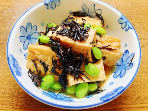 ひじきと厚揚げと枝豆の煮物